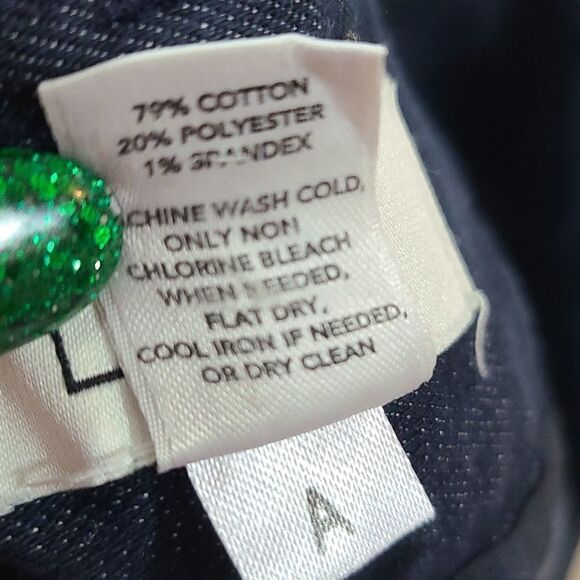 Ann Taylor LOFT Ann Crop Pants Cuffed Cropped Dark Blue Denim Trouser 👖 Capri - Picture 8 of 9